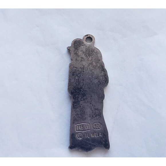 Il Mela Pendant Colorful Enamel Man and Woman on Silver 1.25 inch Backstamp Vtg - Picture 6 of 9